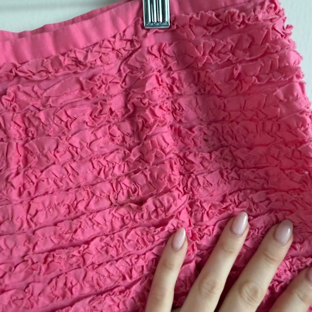 Vintage Y2K BCBG Ruffled Pink Mini Skirt Size 6 - Picture 7 of 10